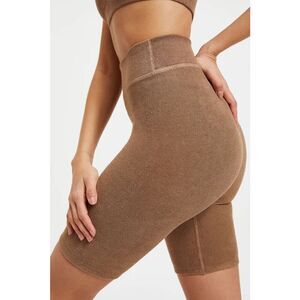 NWT Good American Womens Shorts Bike Beige Terry Sz. 5/6